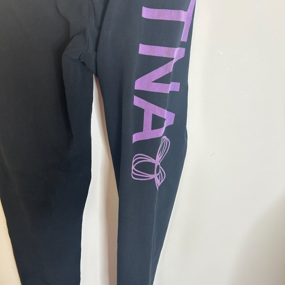 Aritzia TNA Black Legging Sz XS Spell Out‎ Purple Logo Y2K Cotton Blend Long